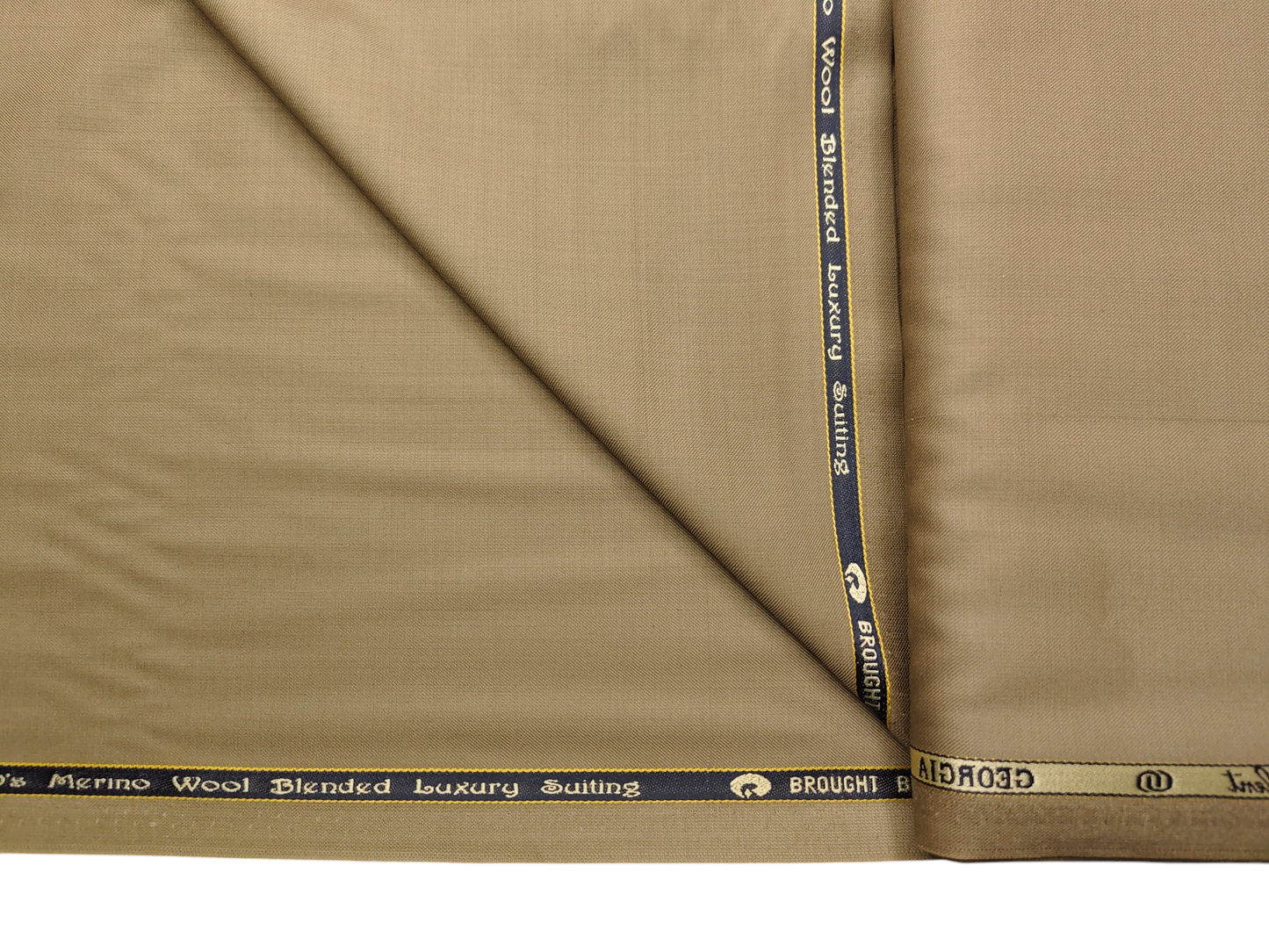 Georgia Gullini Italy Super 130s Merino Wool Blended Suiting Fabric (Warm Beige, Plain)