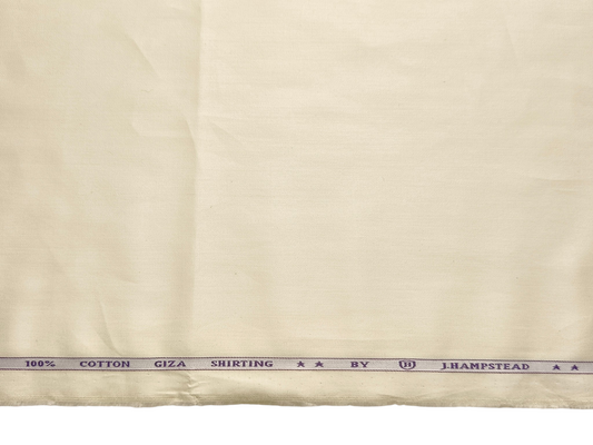 J.Hampstead Italy 100% Premium Giza Cotton Shirting Fabric (Cream, Plain)