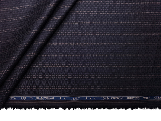 J.Hampstead Italy 100% Premium Giza Cotton Shirting Fabric (Dark Violet, Stripes)