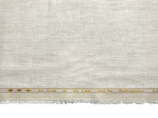 100% Pure Linen 60 LEA Shirting Fabric (Natural, Microstripes)