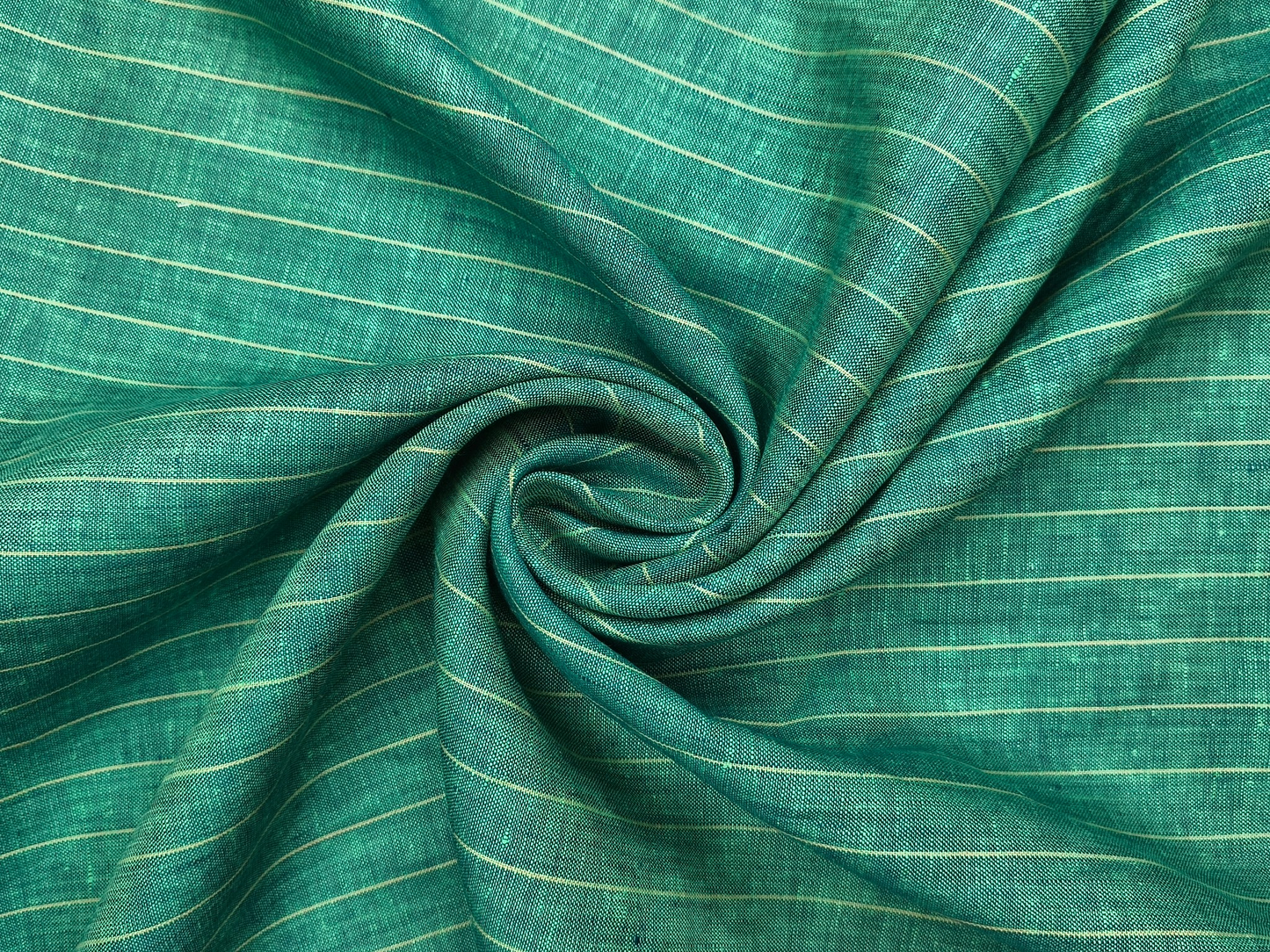 100% Pure Linen 60 LEA Shirting Fabric (Green, Vibrant Stripes)