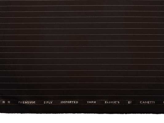 Canetti Italy Premium TR Suiting Fabric (Dark Brown, Pinstripes)