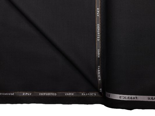 Canetti Italy Premium TR Suiting Fabric (Black, Self Checks)