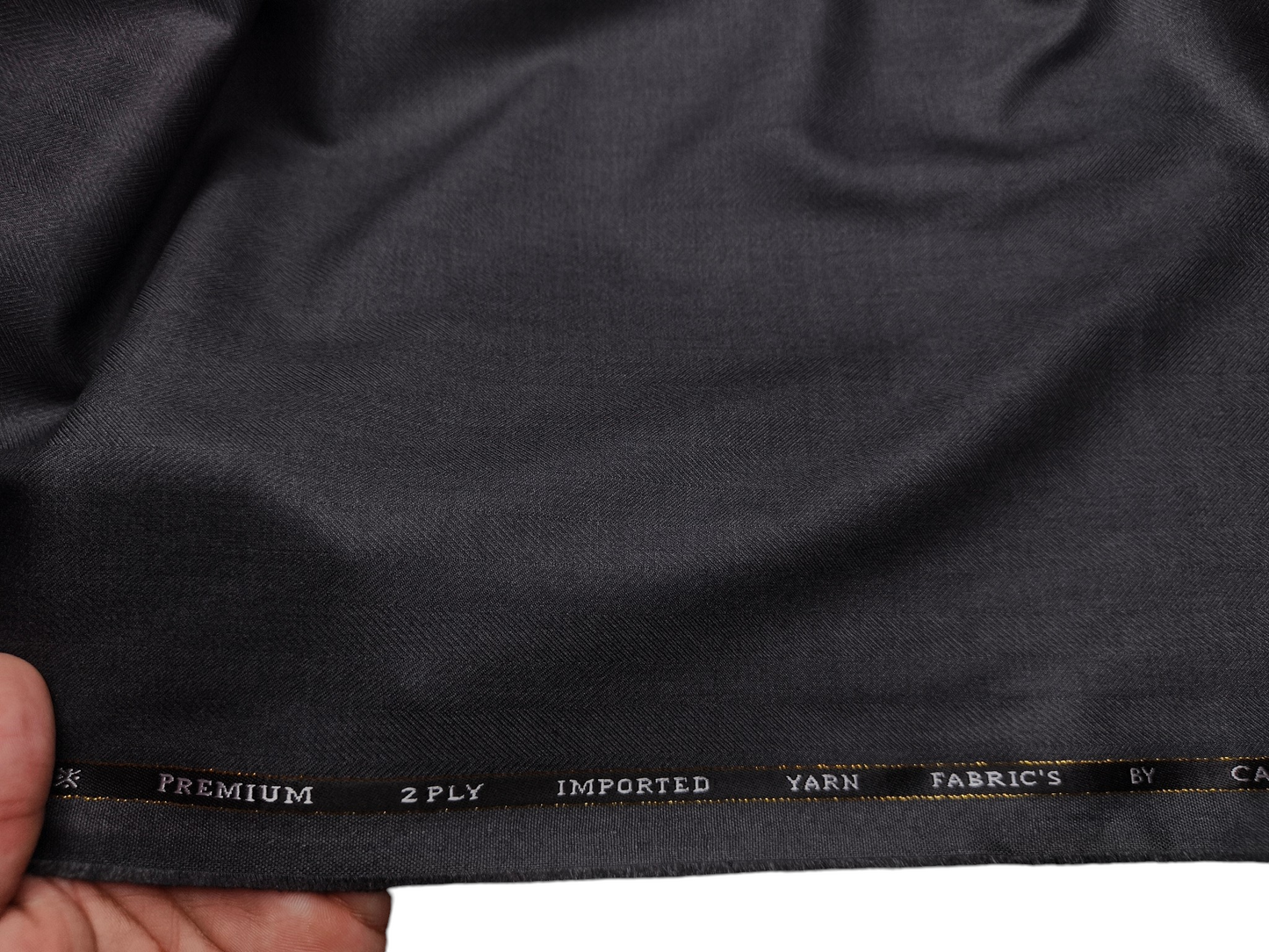 Canetti Italy Premium TR Suiting Fabric (Dark Grey, Herringbone)