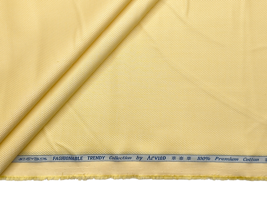 Arvind Fashionable Trendy Collection 100% Premium Cotton Shirting Fabric (Yellow, Dobby Design)
