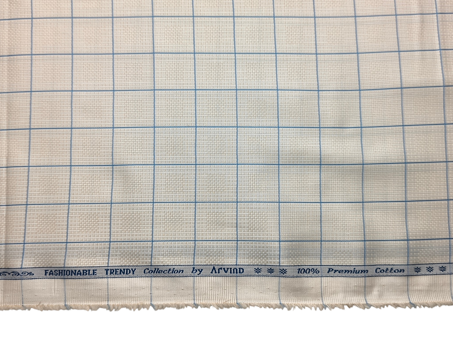 Arvind Fashionable Trendy Collection 100% Premium Cotton Shirting Fabric (Beige & Blue, Checks)