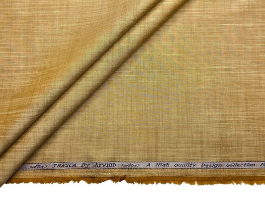 Arvind Tresca 100% Superfine Premium Cotton Shirting Fabric (Mustard, Slub Design)