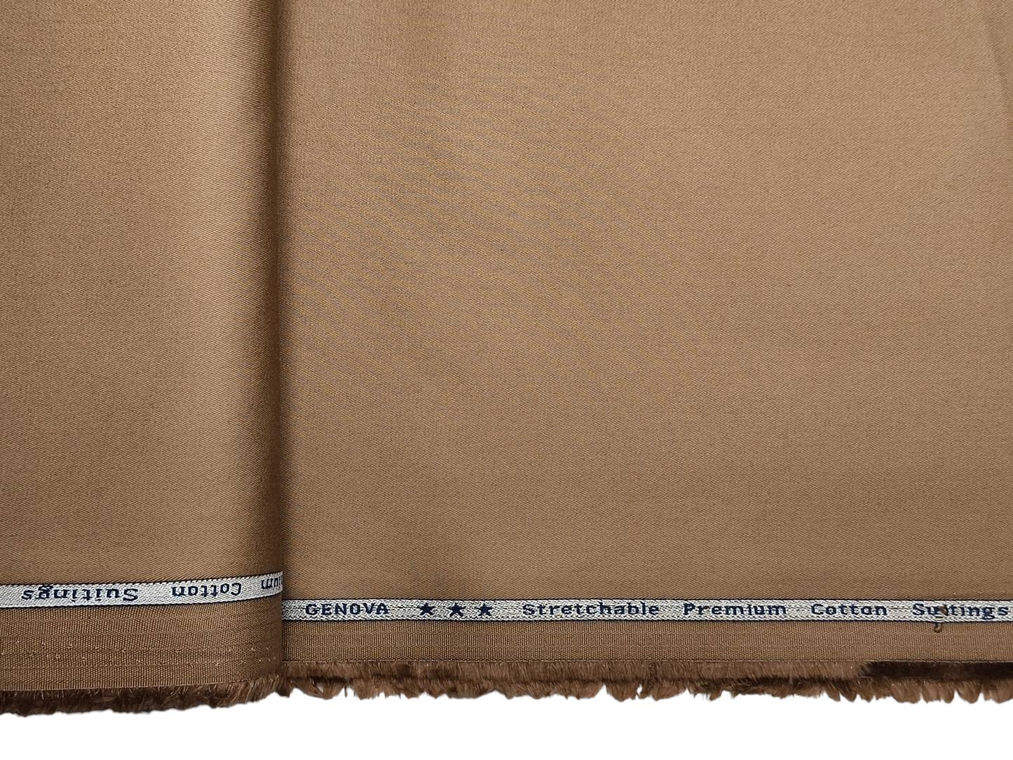 Arvind The Genova Stretchable Premium LA Finish 100% Cotton Suiting Fabric (Light Brown, Plain)