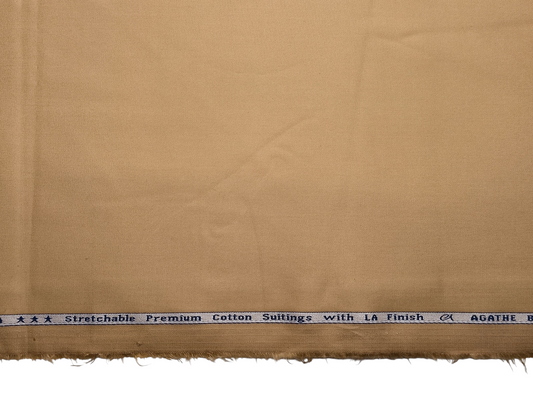 Arvind The Genova Stretchable Premium LA Finish 100% Cotton Suiting Fabric (Warm Beige, Plain)