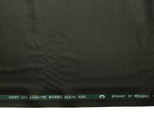 Georgia Gullini Italy Super 120s Merino Wool Blended Suiting Fabric (Dark Green, Plain)