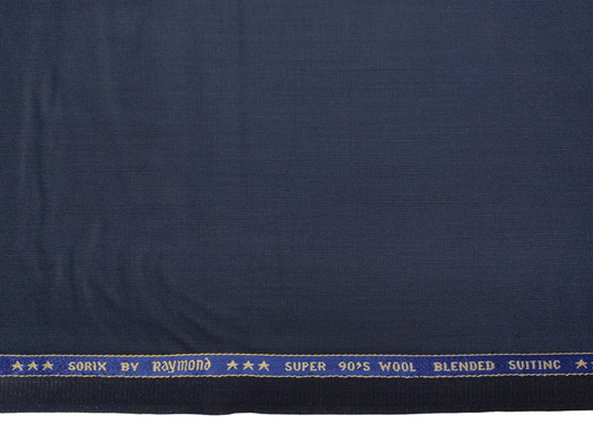 Raymond Sorix Super 90s Wool Blended Premium Suiting Fabric (Dark Blue, Twill Two Tone Weave)