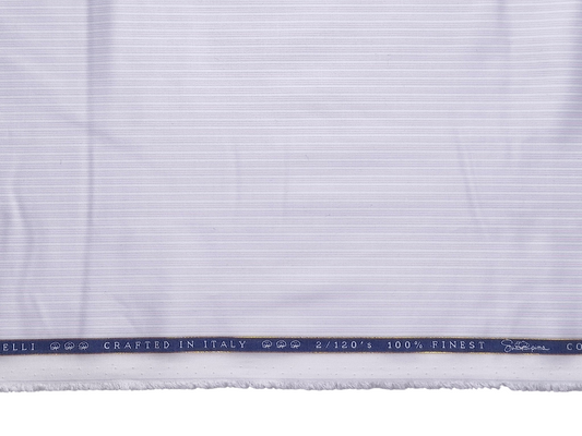 Vercelli Italy 2/100s Finest Supima Cotton Shirting Fabric (White & Pink, Stripes)