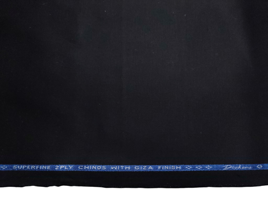 Dickens & Browne 2 Ply Chinos 100% Cotton Stretched Suiting Fabric (Black, Plain)