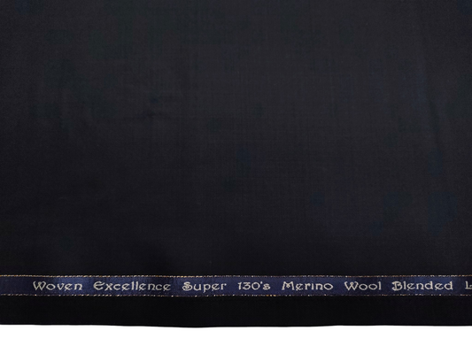Georgia Gullini Italy Super 130s Merino Wool Blended Suiting Fabric (Black, Plain)