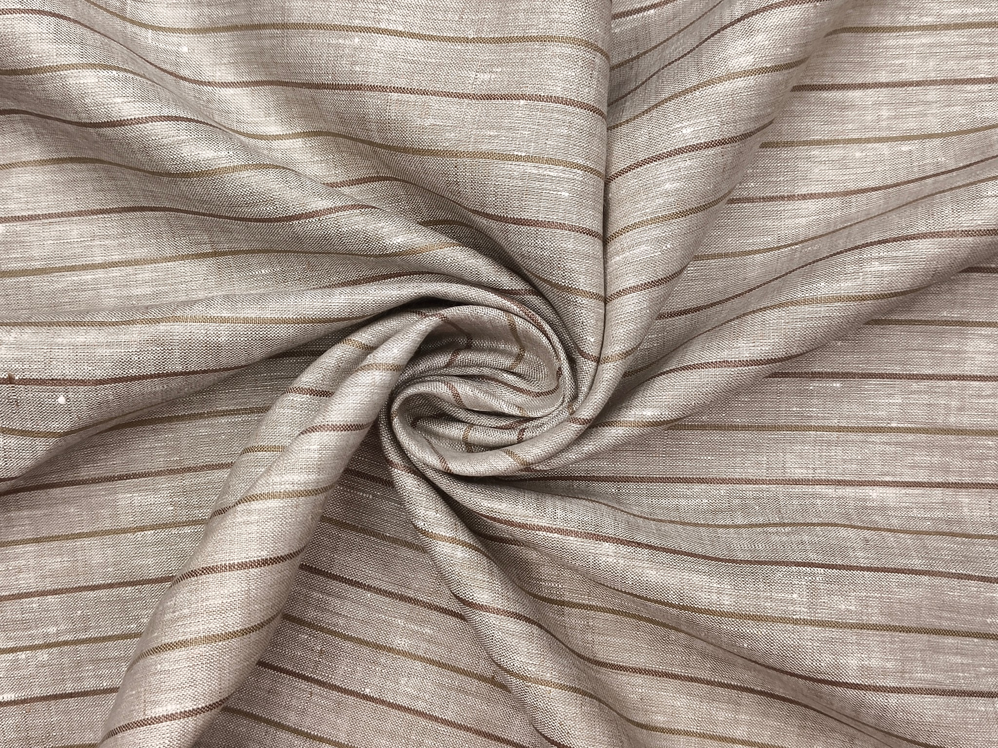 Murano Di Italia Italian Luxury Collection 100% Pure Linen 70 LEA Shirting Fabric (Light Brown , Stripes)