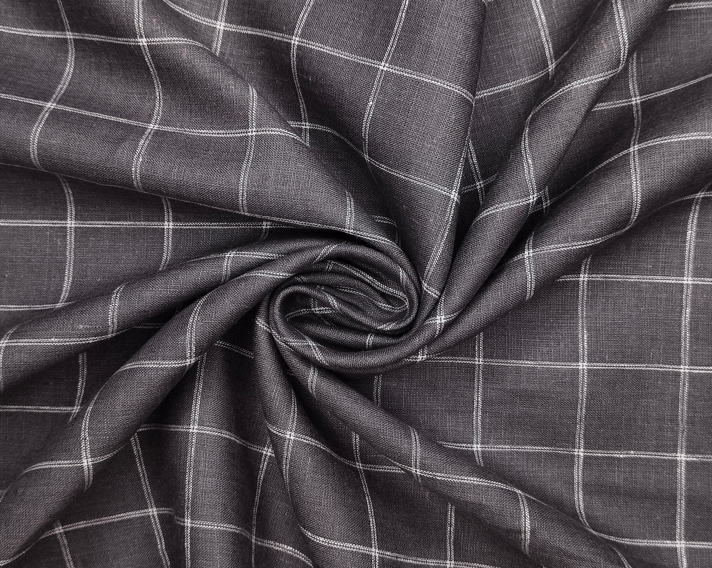 Murano Di Italia Italian Luxury Collection 100% Pure Linen 70 LEA Shirting Fabric (Charcoal Grey & White, Stripes)