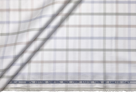 Canetti Italy 100% Cotton Premium Shirting Fabric (Multicolour , Checks)