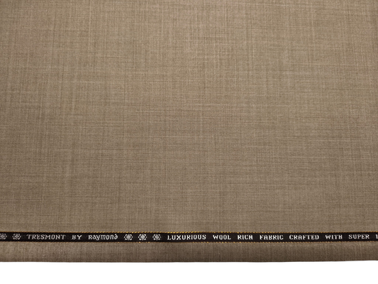Raymond Tresmont 60% Merino Wool Blended Super 140s Premium Suiting Fabric (Dark Beige, Plain)
