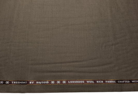 Raymond Tresmont 60% Merino Wool Blended Super 140s Premium Suiting Fabric (Olive Brown, Plain)