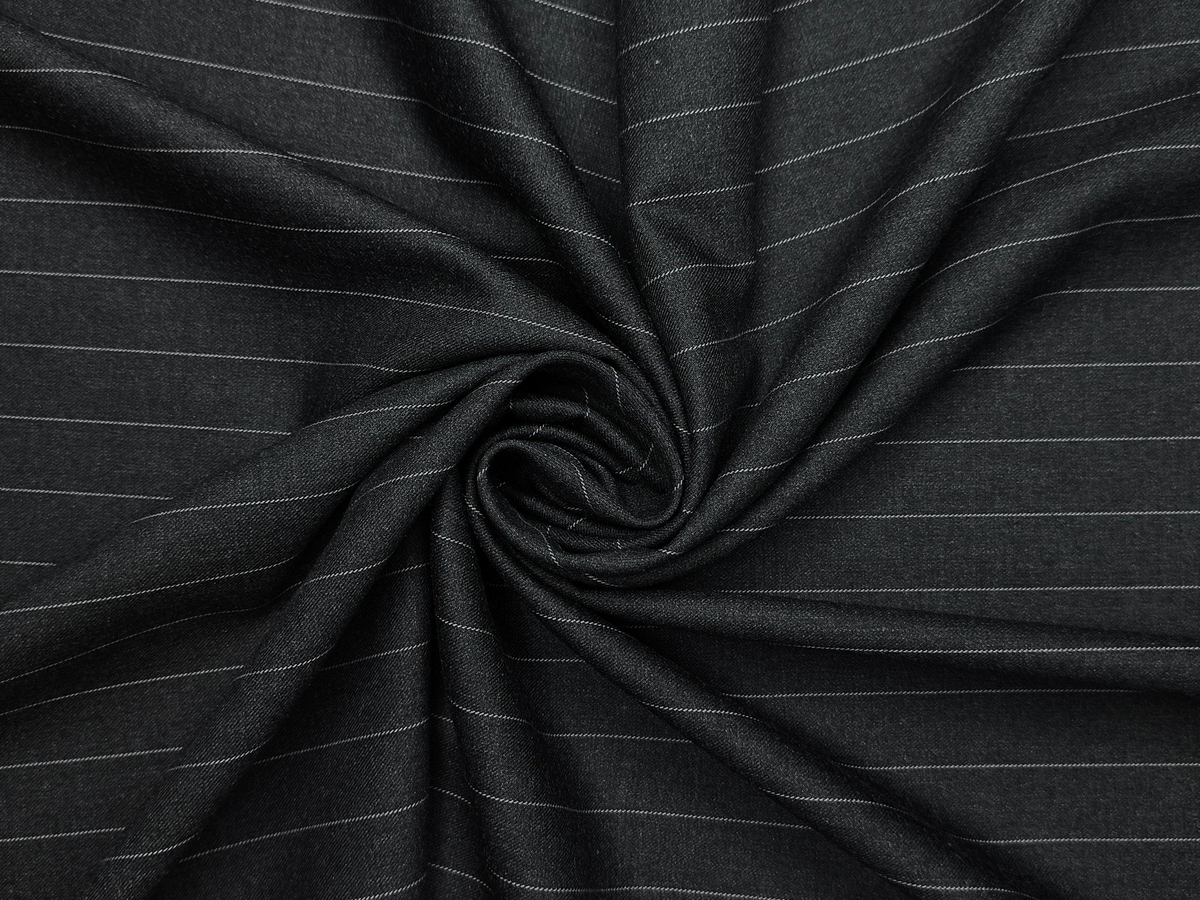 Canetti Italy 2PLY Premium TR Suiting Fabric (Charcoal Grey, Pinstripes)
