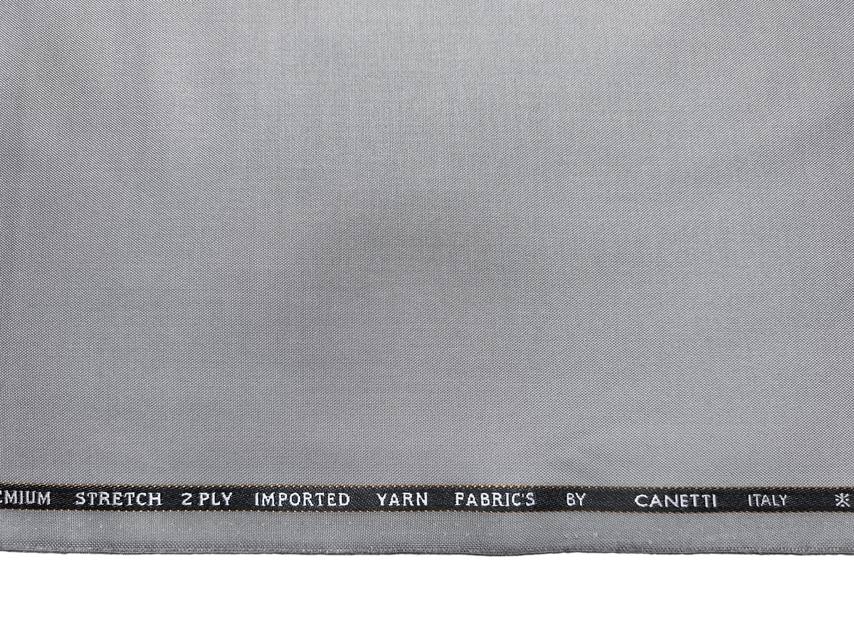 Canetti Italy Premium TR Stretched Suiting Fabric (Light Grey, Plain)