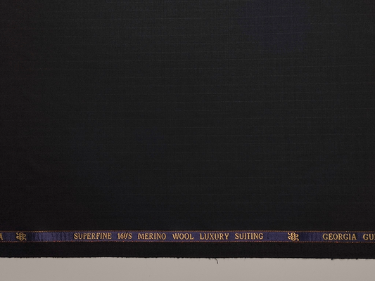 Georgia Gullini Italy Super 160s Wool Blended Premium Suiting Fabric (Black, Pinstripes)