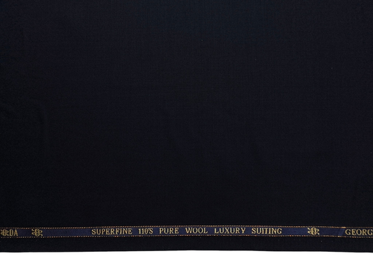 Georgia Gullini Italy 100% Wool Super 110s Premium Suiting Fabric (Navy Blue, Plain)