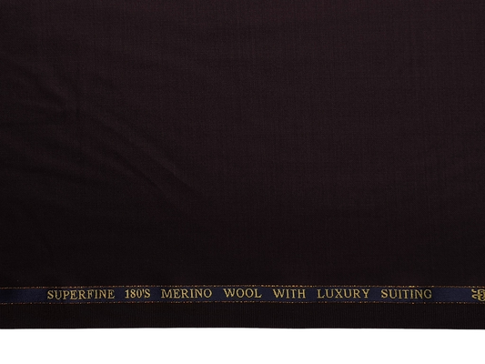Georgia Gullini Italy Super 180s Merino Wool Blended Premium Suiting Fabric (Dark Maroon, Plain)