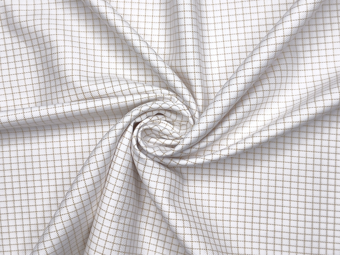 Tessitura Monti 100% Premium Giza Cotton Shirting Fabric (White & Beige, Checks)
