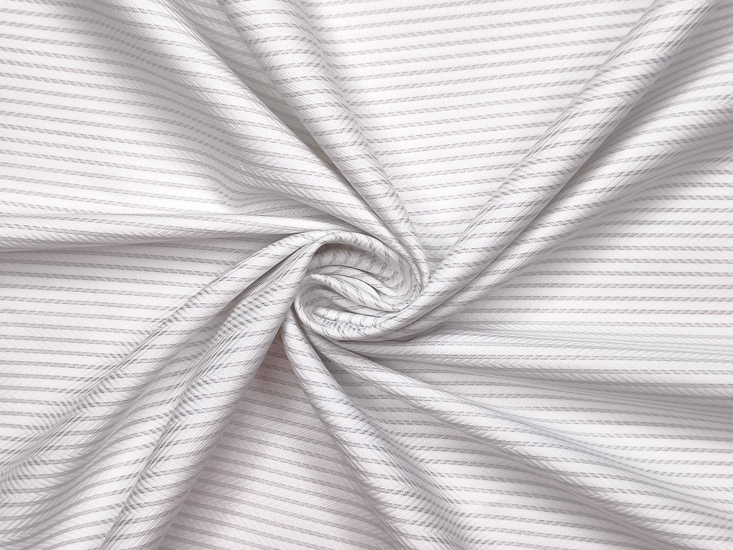 Tessitura Monti 100% Premium Giza Cotton Shirting Fabric (White & Grey , Patterned Stripes)