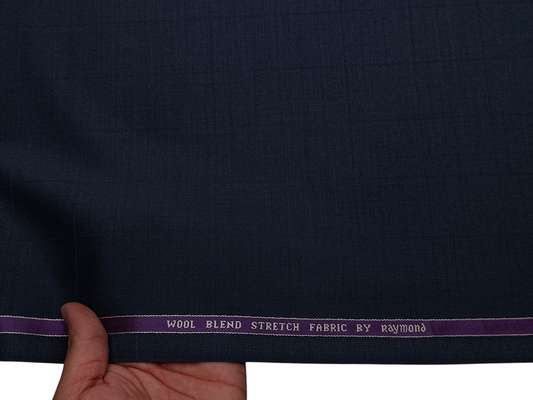 Raymond Wool Blended Stretched Premium Suiting Fabric (Midnight Blue, Subtle Checks)