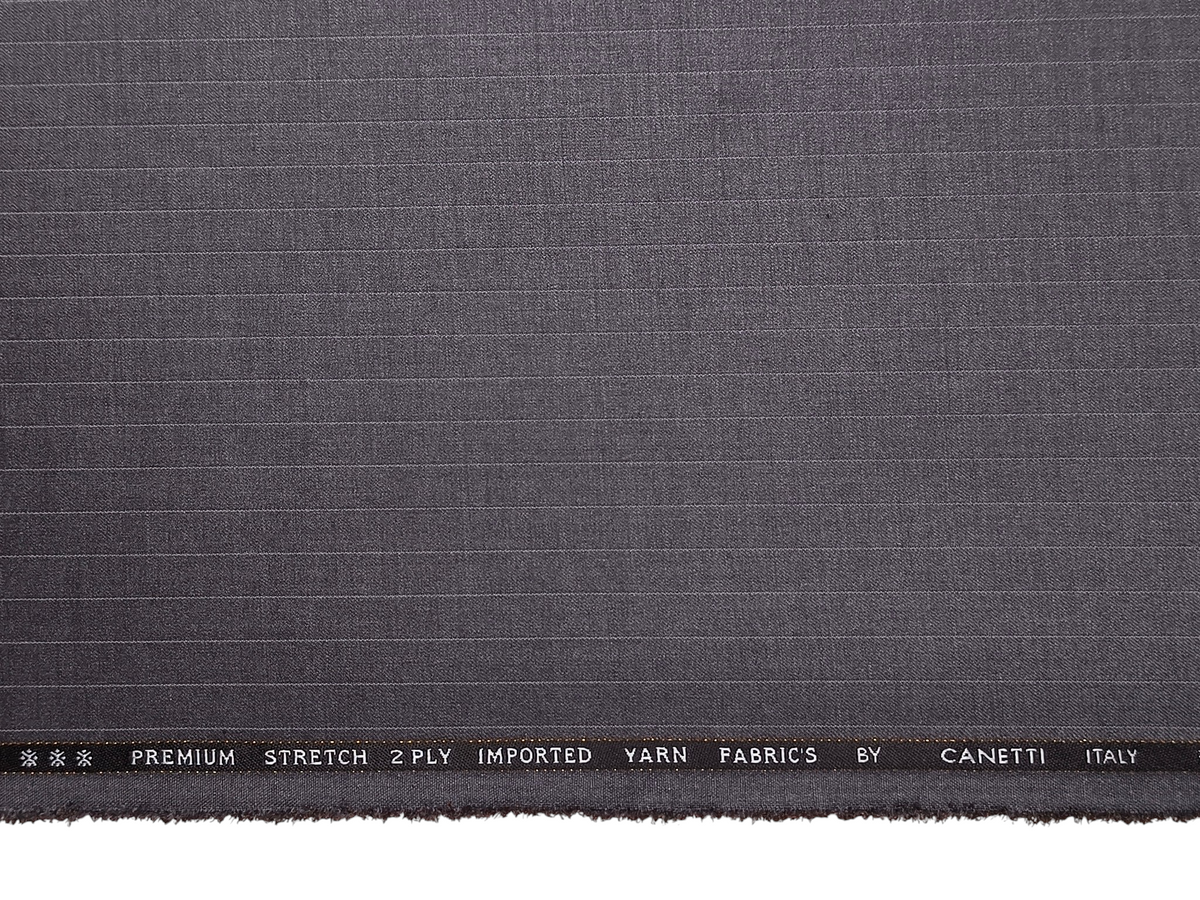 Canetti Italy Premium TR Stretched Suiting Fabric (Grey , Pinstripes)