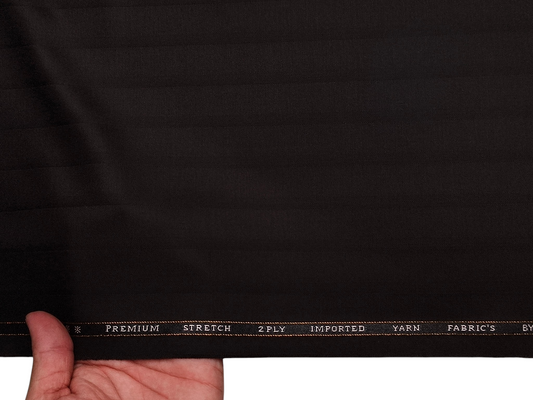 Canetti Italy Premium TR Stretched Suiting Fabric (Dark Brown, Broad Stripes)