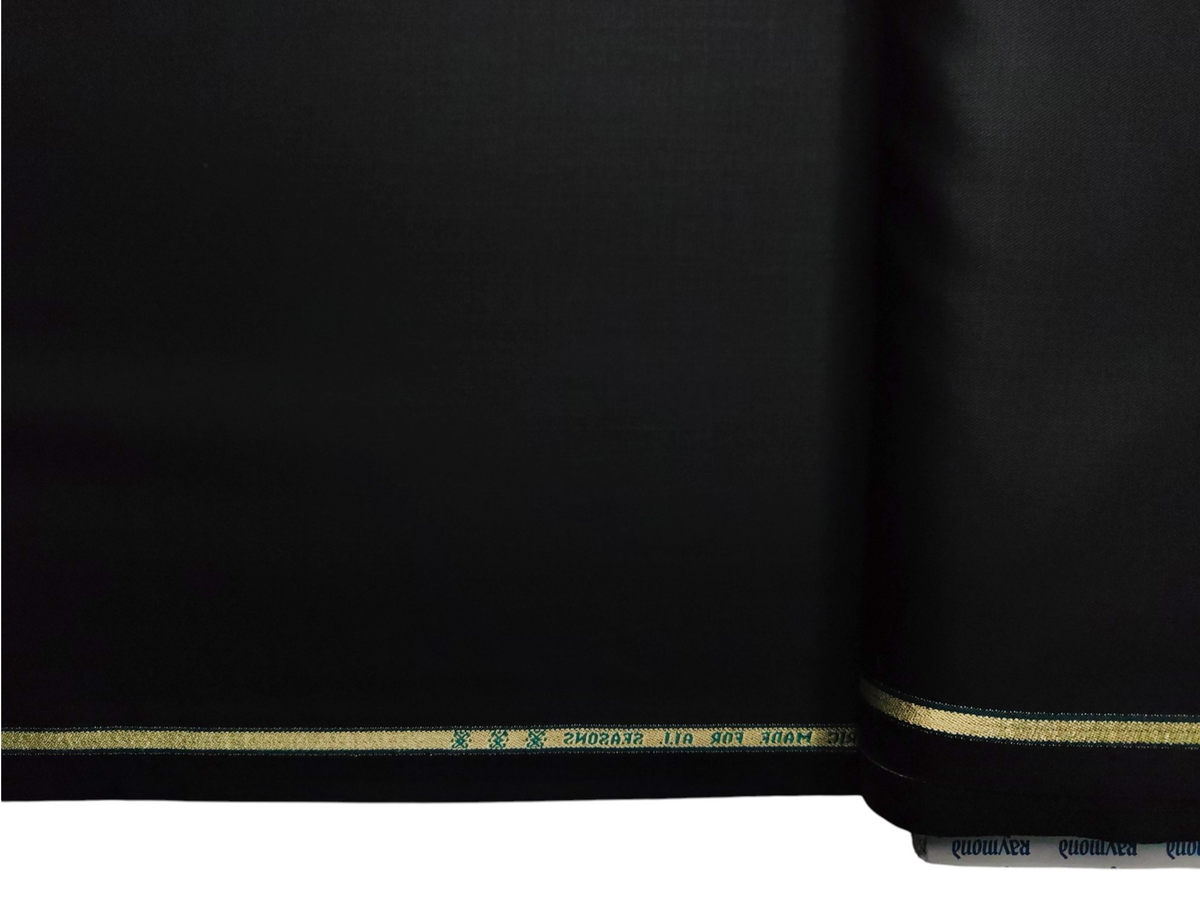 Raymond Connell Wool Blended Premium Suiting Fabric (Pure Black, Plain)