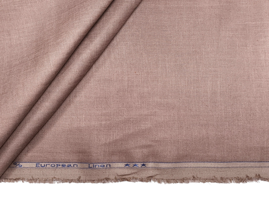 100% Pure Linen 60 LEA Shirting Fabric (Pastel Brown, Plain)