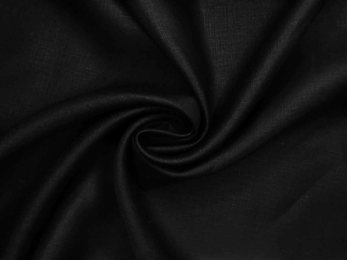 100% Pure European Linen 40 LEA Suiting Fabric (Black, Plain)