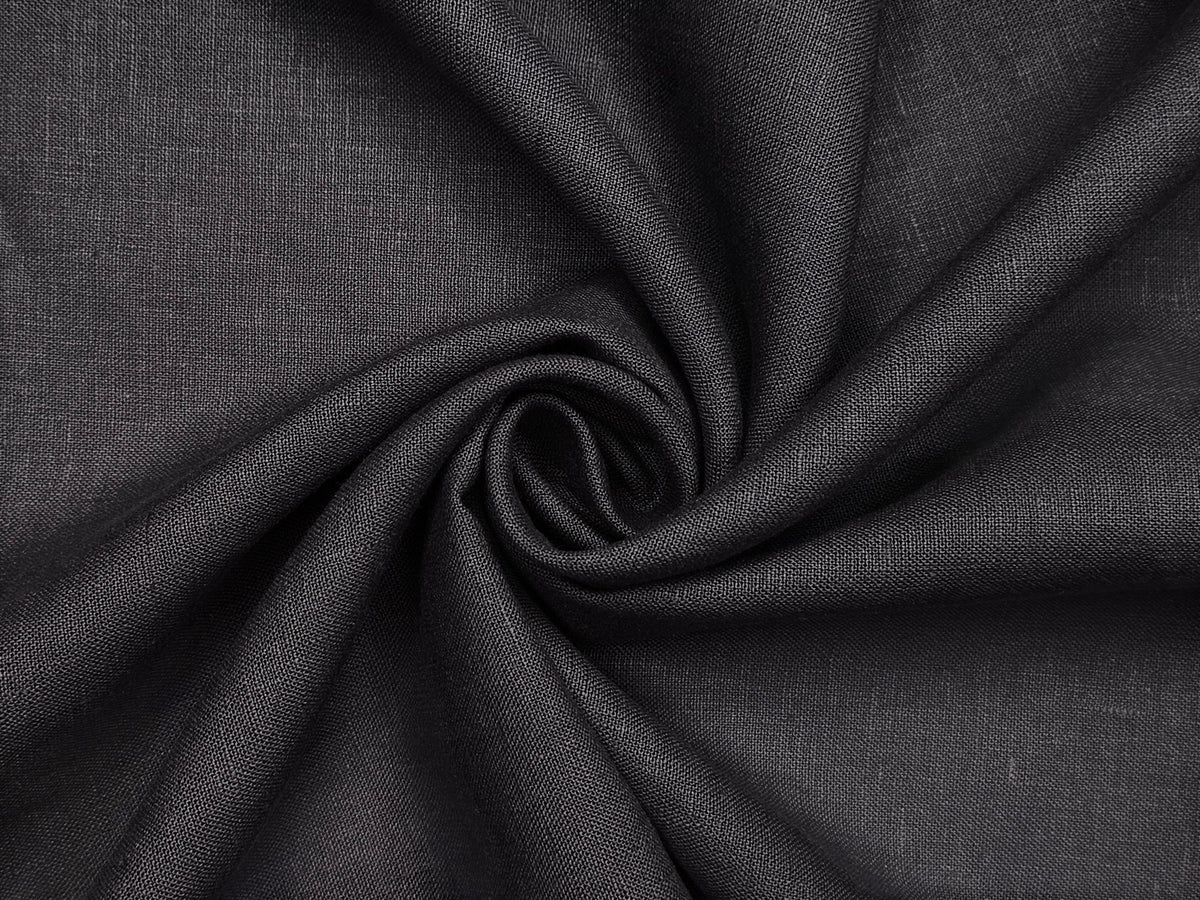 100% Pure European Linen 25 LEA Suiting Fabric (Dark Grey, Plain)