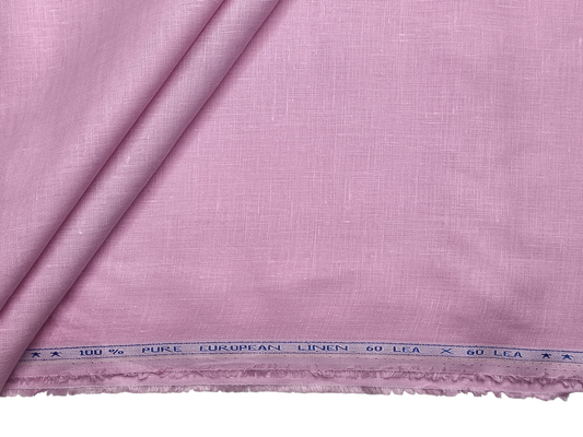 100% Pure European Linen 60 LEA Shirting Fabric (Light Pink, Plain)