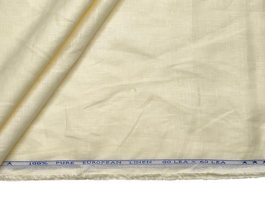100% Pure European Linen 60 LEA Shirting Fabric (Cream White, Plain Weave)