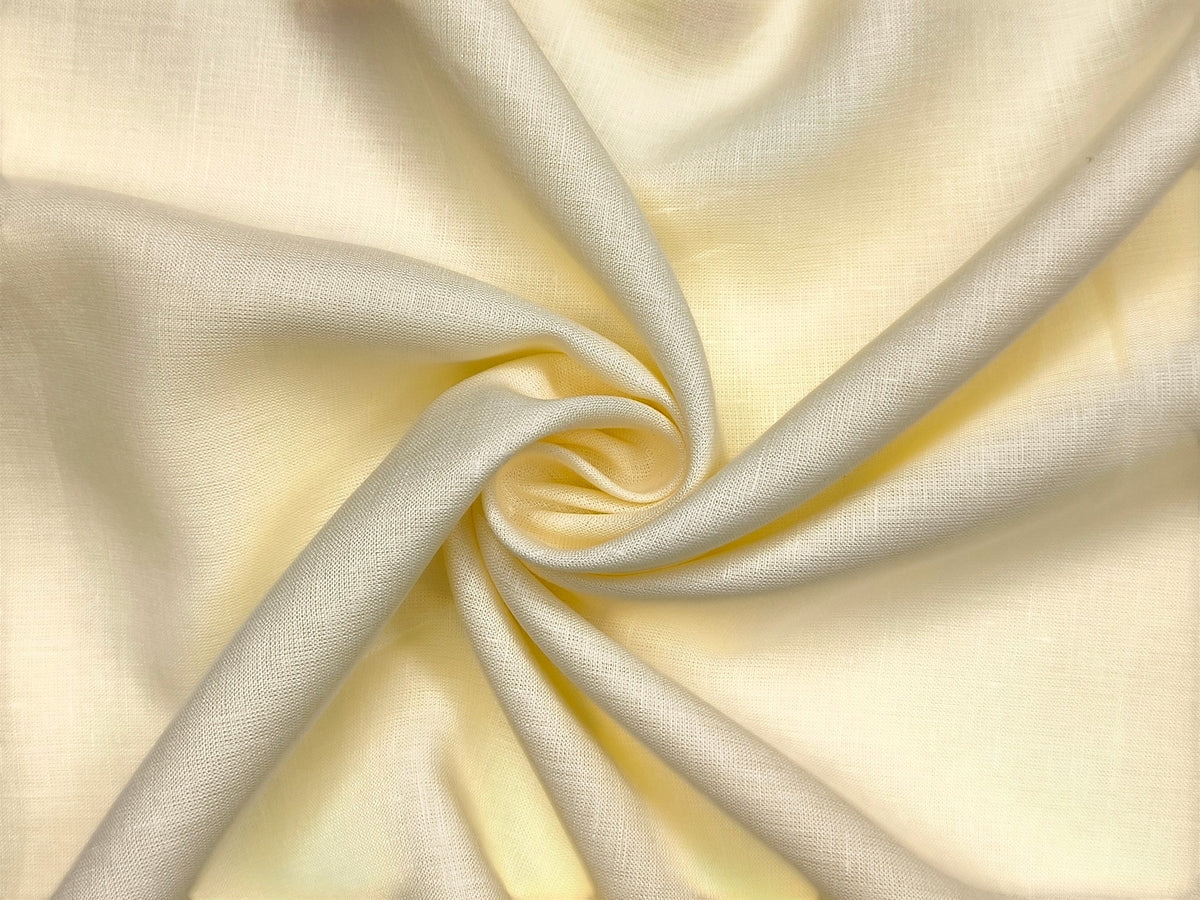 100% Pure European Linen 60 LEA Shirting Fabric (Cream White, Plain Weave)
