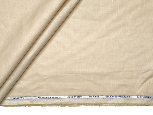 Cotton Linen Blended Premium Shirting Fabric (Light Beige, Plain)