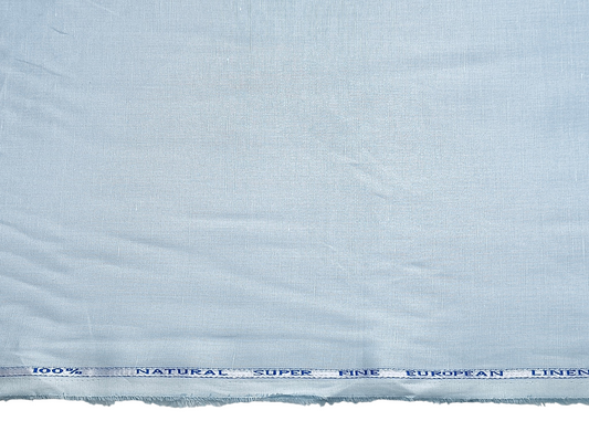 Cotton Linen Blended Premium Shirting Fabric (Light Blue, Plain)
