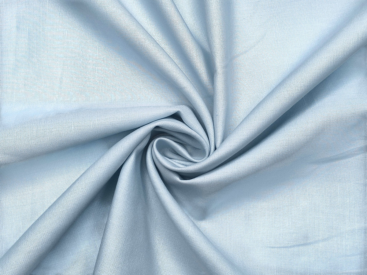 Cotton Linen Blended Premium Shirting Fabric (Light Blue, Plain)