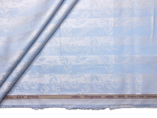 Arvind Bergenia 100% Superfine Premium Cotton Shirting Fabric (Sky Blue, Jacquard)