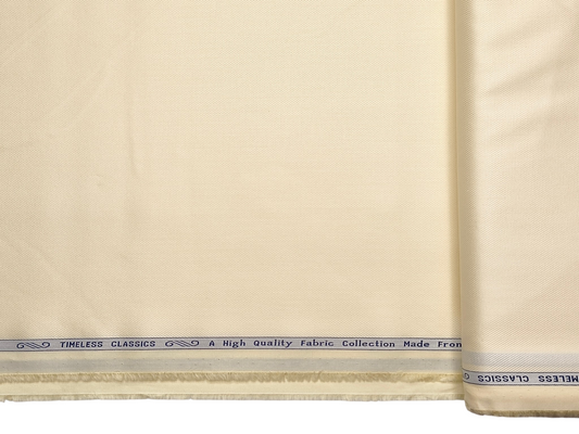 Arvind 2/100s Superfine Premium Cotton Shirting Fabric (Cream, Dobby Design)