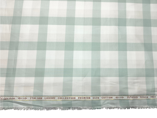 Arvind Bergenia Italian Luxury Collection 100% Premium Giza Cotton Shirting Fabric (Light Green, Multichecks)