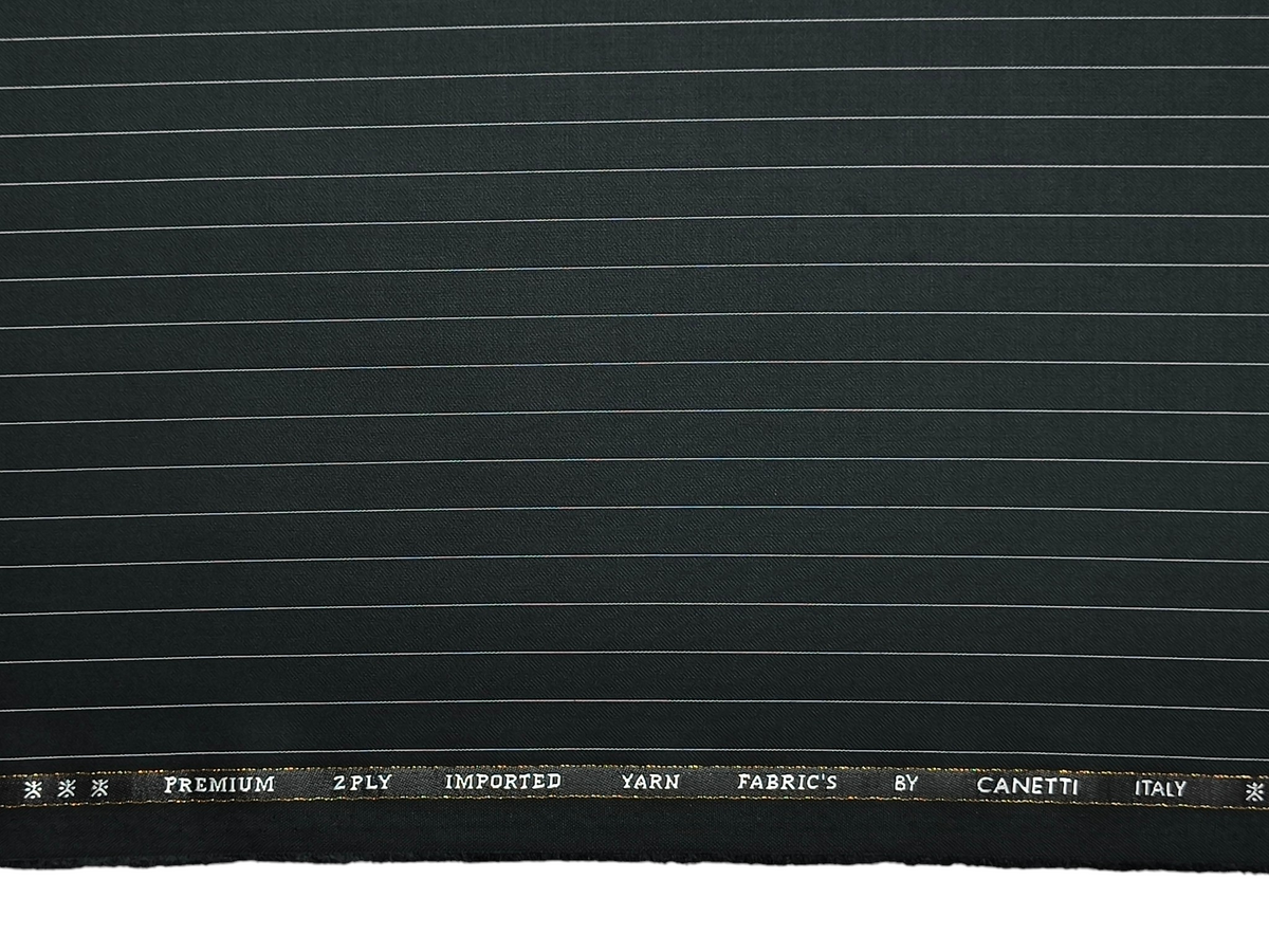 Canetti Italy 2PLY Premium TR Suiting Fabric (Dark Green, Pinstripes)