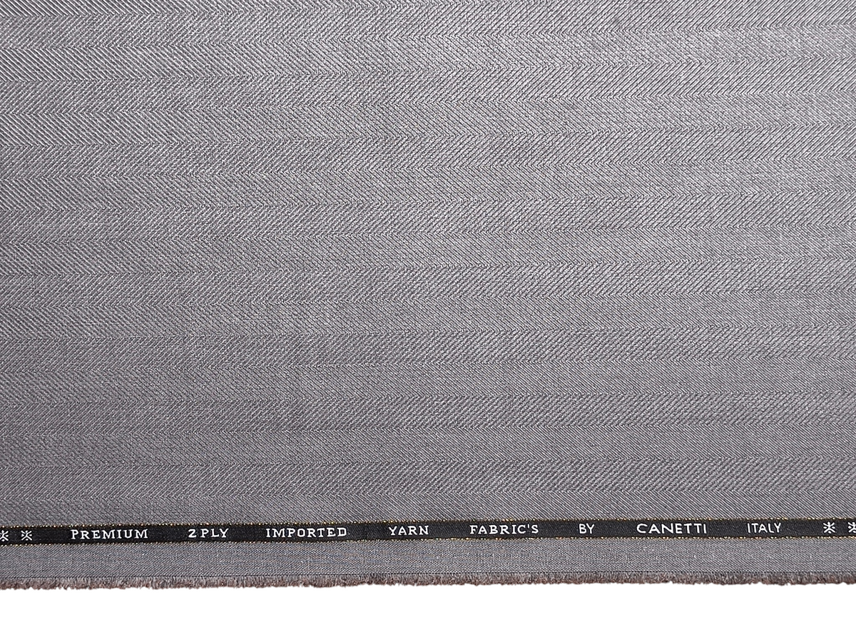 Canetti Italy 2PLY Premium TR Suiting Fabric (Light Grey , Herringbone)