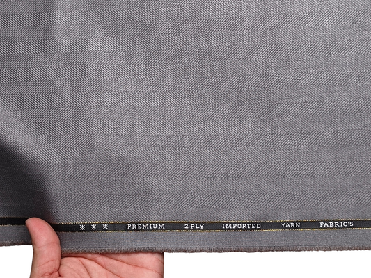 Canetti Italy 2PLY Premium TR Suiting Fabric (Light Grey , Herringbone)