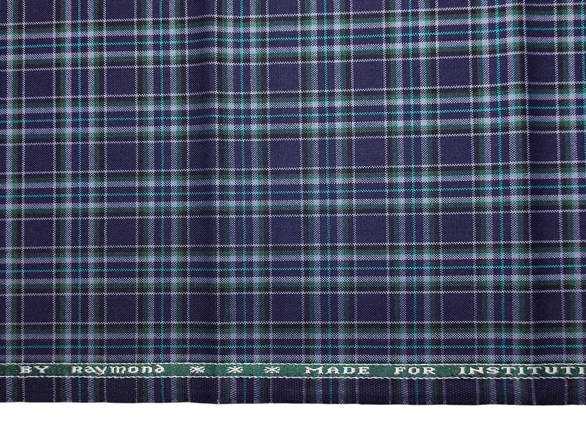 Raymond Wool Blended High GSM Suiting Fabric (Dark Blue, Multichecks)